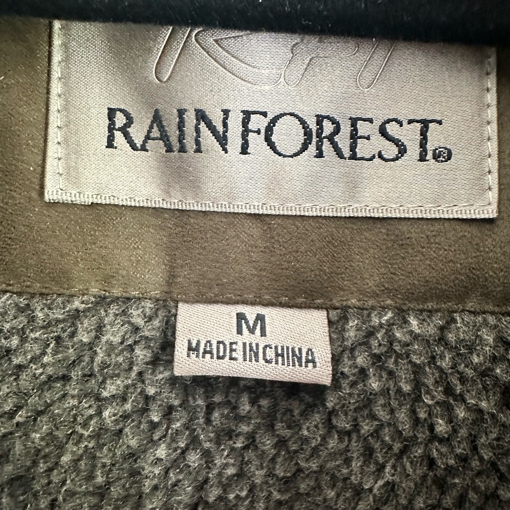 RAINFOREST MENS Olive Green Fleece-Collar Microsuede Vest Sz M - Picture 3 of 6